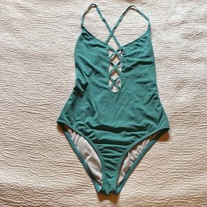 Teal one piece swimsuit